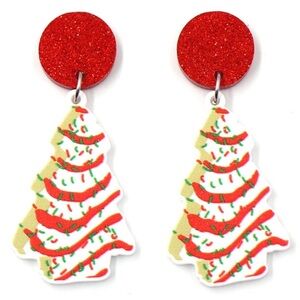 Christmas Snack Cake Tree Earrings